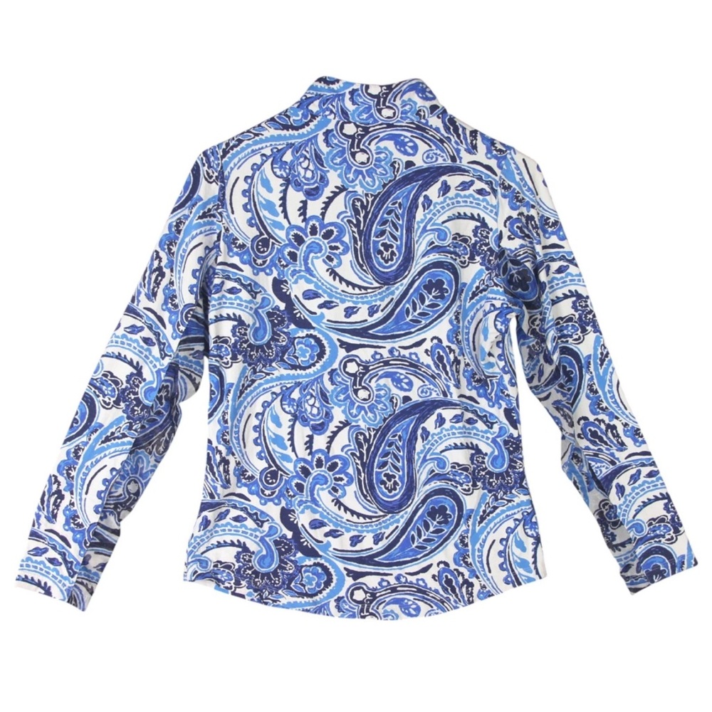 IBKUL UPF 50 Mock Neck Pullover Womens S Blue Paisley Golf Performance 1/4 Zip - Picture 2 of 12